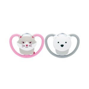 Space Soother Cat and Bear 6-18M 2Pack Pink
