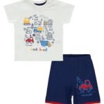 Baby Boy Round Neck and Shorts Set 12-18 Months Cream
