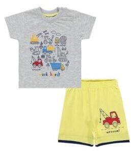 Baby Boy Round Neck and Shorts Set 9-12 Months Ash