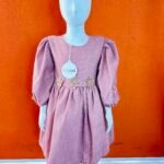 Orchid Pink Linen Puff Sleeve Dress