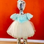 Damask Lace Net Green Party Dress