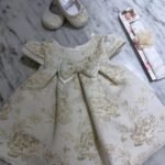 Damask Pleated Gold Party Dress