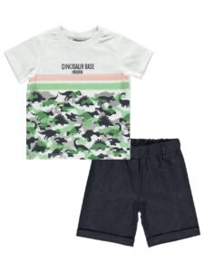 Boys Round Neck and Shorts Set 3-4years Dinosaur Base