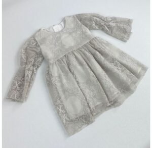 Lace Flower Girls Dress Light Ash