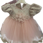 Damask Lace Net Pink Party Dress