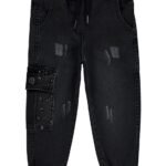 Girl's Black Stoned Joggers Trouser 5-6 Months