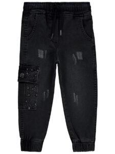 Girl's Black Stoned Joggers Trouser 5-6 Months