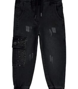Girl's Black Stoned Joggers Trouser 5-6 Months
